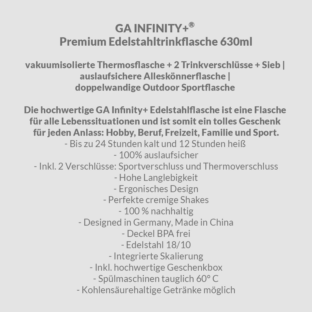 GA Infinity+ Premium Edelstahltrinkflasche 630ml Rot